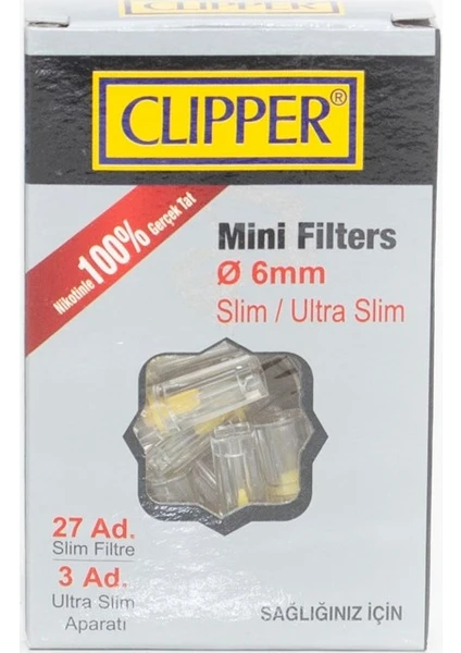 Clipper Slim Filtre, Ağızlık, Sigara Filtresi - 6mm (Ultra Slim Adaptör Hediyeli) 360 Adet