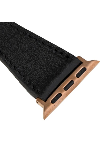Apple Watch Uyumlu Deri Kordon 38-40MM Slim Rosegold Rst1 Siyah