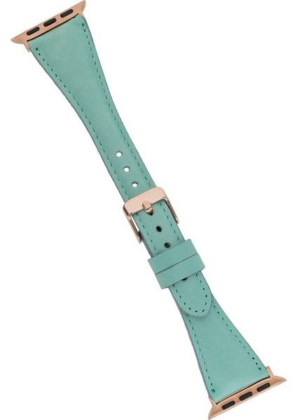 Apple Watch Uyumlu Deri Kordon 42-44MM Slim Brn7 Yeşil