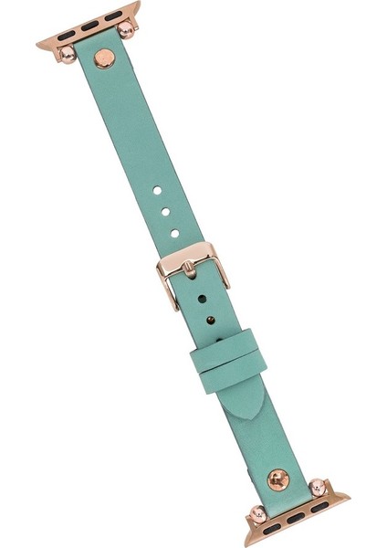 Apple Watch Uyumlu Deri Kordon 42-44MM Ferro Brn7 Yeşil