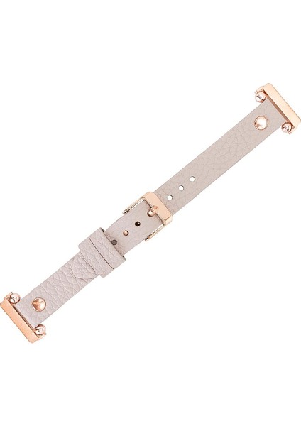 Fitbit Versa Deri Kordon Ferro Rosegold Troklu Erc3 Bej