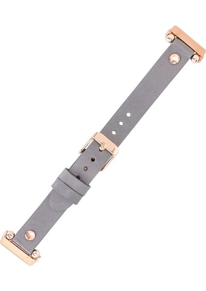 Fitbit Versa Deri Kordon Ferro Rosegold Troklu Rst9 Gri