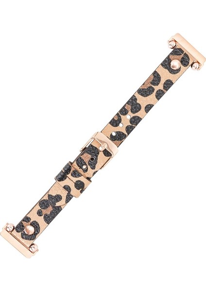 Fitbit Versa Deri Kordon Ferro Gold Troklu Leopar