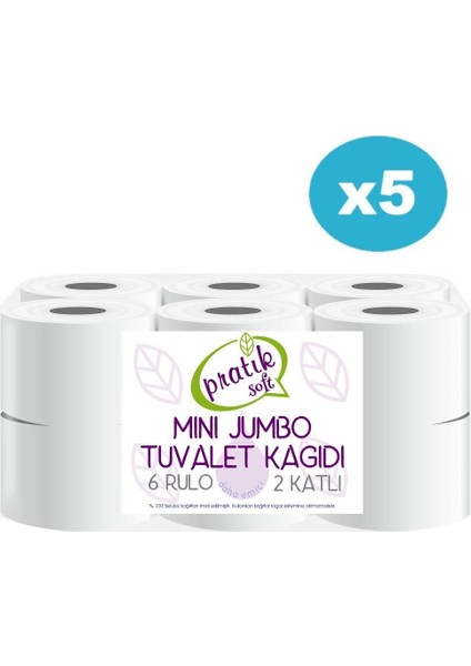 Pratiksoft 5 Koli Mini Jumbo Tuvalet Kağıdı 60 Rulo