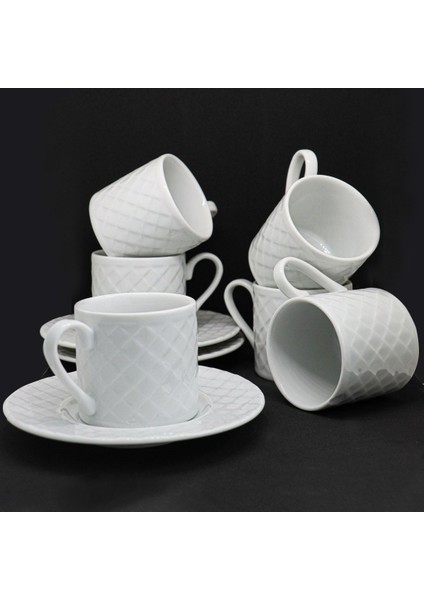Ekose Kahve Fincan Takımı 12 Parça 6 Kişilik