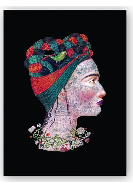Ahşap Tablo Frida Kahlo Dövmeli