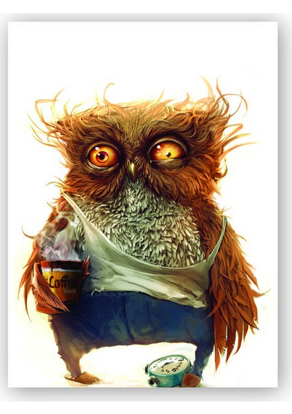 Ahşap Tablo Owl Hangover