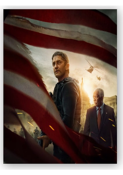 Ahşap Tablo Kod Adı Angel Gerard Butler ve Morgan Freeman