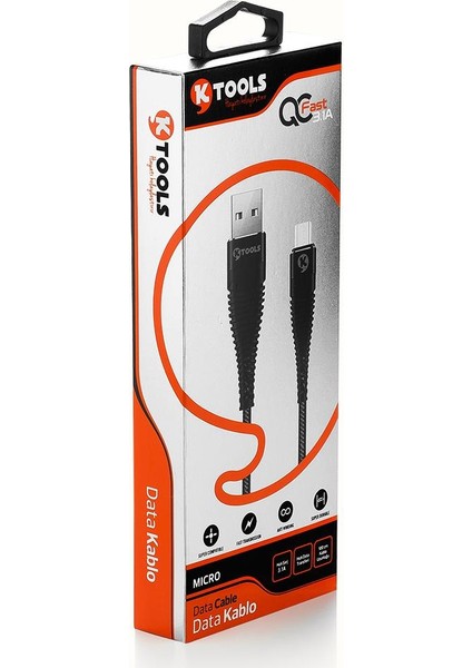 Qualcomm Fast 3.1 Amper Micro USB Data ve Şarj Kablosu 1 Metre