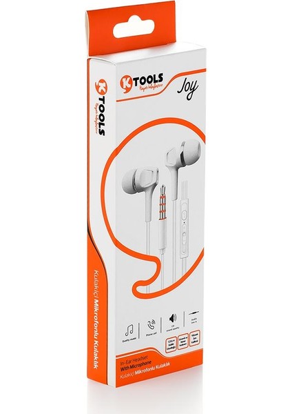 Joy Stereo Kablolu Mikrofonlu Kulaklık 120 cm Beyaz