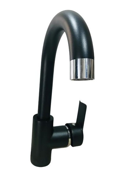 Kristal Kuğu Lavabo Bataryası Siyah-Krom