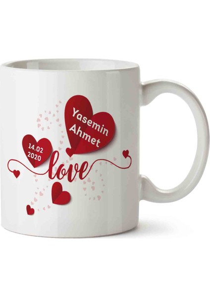 Love Yazı Sevgililer Günü Kupa Bardak