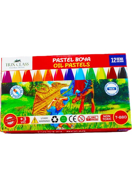 12 li Kapaklı Lüks Pastel Boya T-880