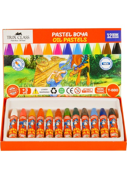 12 li Kapaklı Lüks Pastel Boya T-880