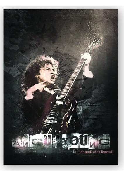 Ahşap Tablo Angus Young Efsanevi Gitar İlahı