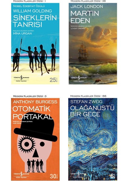 Sineklerin Tanrısı - Otomatik Portakal - Martin Eden - Olağanüstü Bir Gece - 4 Kitap Set