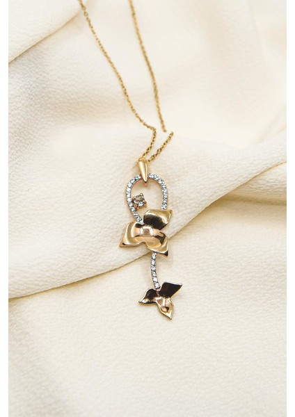 Yaprak Motifli Şık Altın Kolye