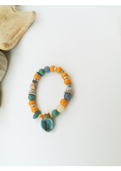 Mavi Murano Cam Doğaltaşlı Bileklik