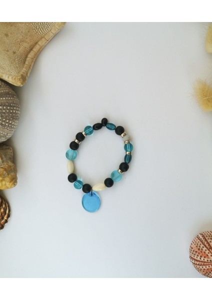 Mavi Murano Cam ve Doğaltaş Bileklik