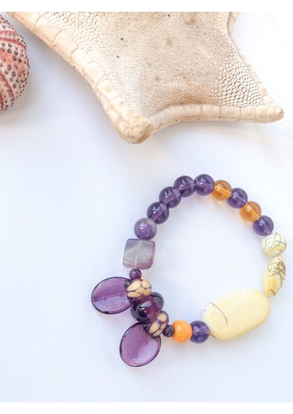 Bordo Murano Cam ve Doğaltaş Bileklik fiyatları