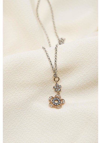 Papatya Figürlü Eskitme Altın Kolye