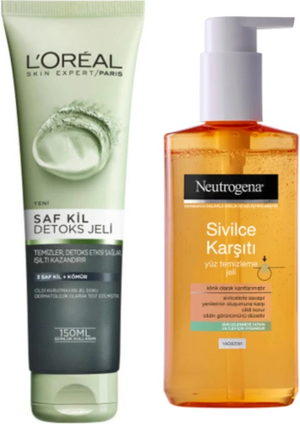 L'oréal Paris Saf Kil Kömür Özlü Detoks Jeli 150ML ve Neutrogena Yüz Temizleme Jeli 200ML