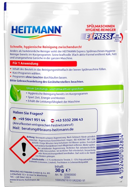 Heıtmann Ekspres Bulaşık Makinası Temizleyicisi 3+1 30g