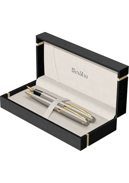 Scri̇kss İsme Özel Marka Saten Altın Dolma ve Tükenmez Kalem