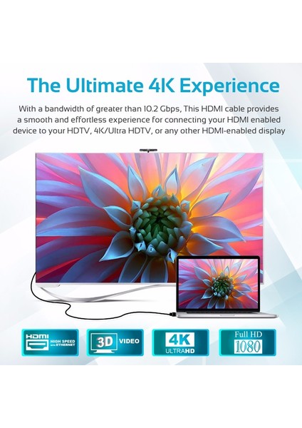 Prolink4K2-500 HDMI Kablo 4K 24K Altın Kaplama Yüksek Hızlı 5 Metre, 3D