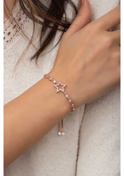 925 Ayar Asansörlü Yıldız Bileklik Kadın Gümüş Bileklik