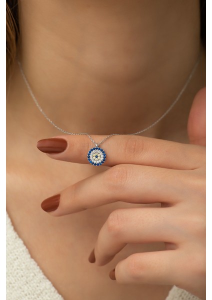 925 Ayar Minik Nazar Kolye Kadın Gümüş Kolye