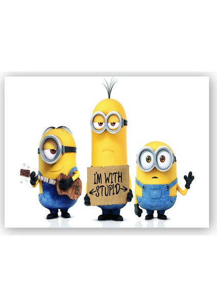 Ahşap Tablo Şarkıcı Minionslar