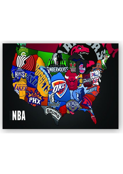 Ahşap Tablo NBA Takım Logoları