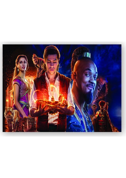 Ahşap Tablo Aladdin, Cin ve Prenses Film Görseli