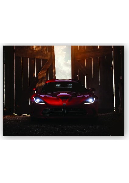 Ahşap Tablo Garajda Dodge Viper