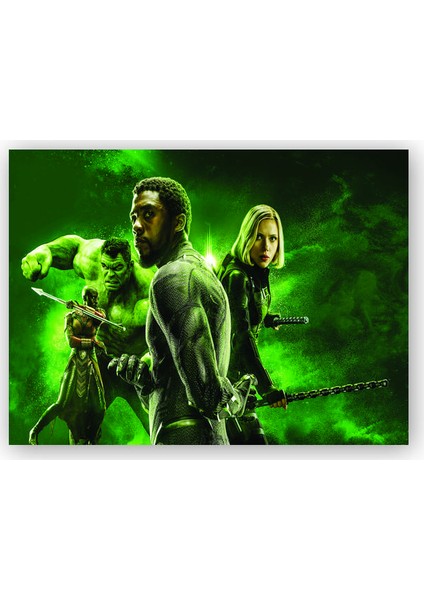 Ahşap Tablo Hulk, Black Panther ve Black Widow