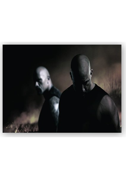 Ahşap Tablo Dwayne Johnson ve Vin Diesel