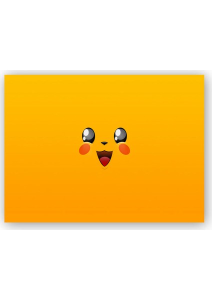Ahşap Tablo Sarı Zeminde Pikachu Yüz