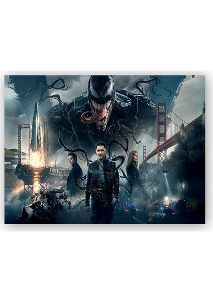 Ahşap Tablo Venom Tom Hardy Michelle Williams Riz Ahmed