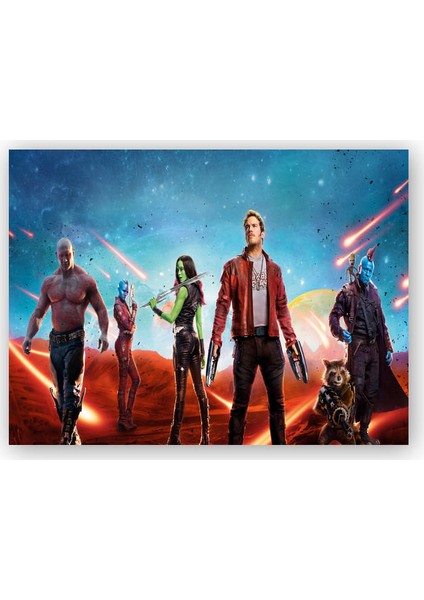 Ahşap Tablo Guardians of The Galaxy Vol 2 Kahramanlar ve Meteorlar