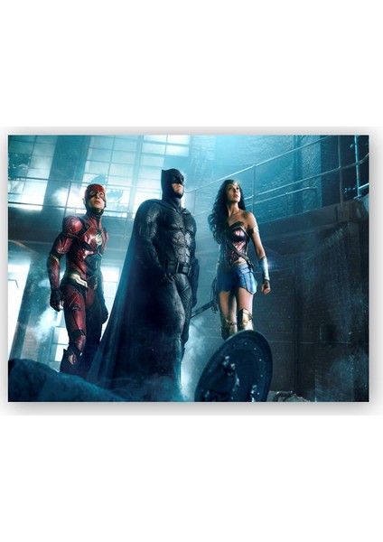 Ahşap Tablo Justice League Flash, Batman, Wonder Woman