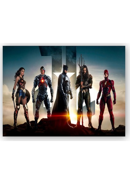 Ahşap Tablo Justice League Wonder Woman Batman Cyborg Aquaman Flash