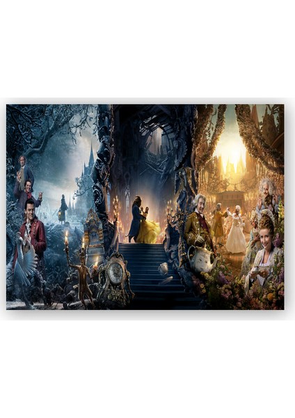 Ahşap Tablo Beauty and The Beast Kompozisyon