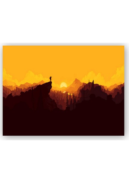 Ahşap Tablo Firewatch Günbatımı Kayalıkların Üstünde