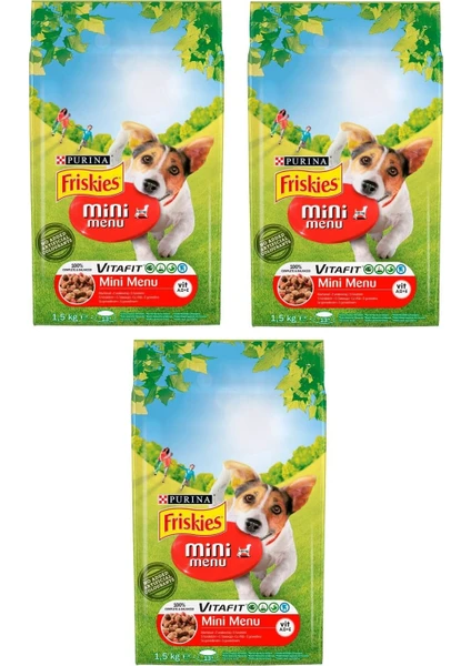 Friskies Mini Menü Etli Köpek Maması 1.5 kg x 3 Adet