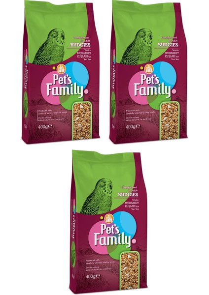 Pets Family Muhabbet Kuşu Yemi 400 gr x 3 Adet