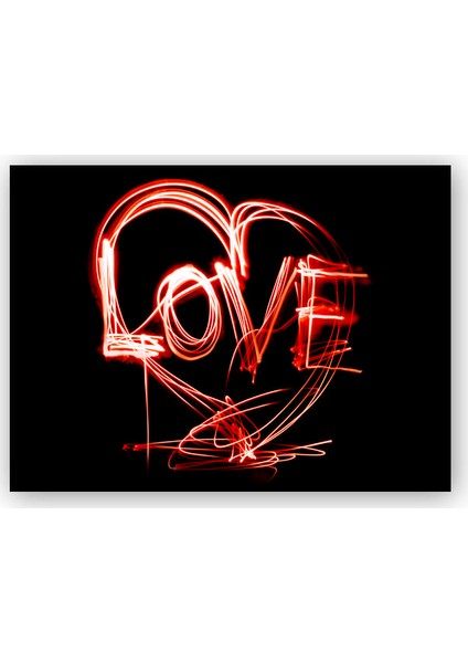 Ahşap Tablo Love Kırmızı Neon Lights Karalama