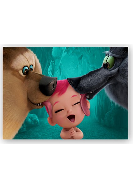 Ahşap Tablo Leylekler Filmi Kurt Ayı ve Bebek