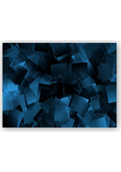 Ahşap Tablo Mavi Siyah Dörtgen Şekiller