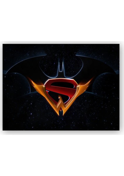 Ahşap Tablo Batman Süperman ve Wonder Woman Logolar